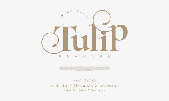 Tulip abstract digital technology logo font alphabet. Minimal modern urban fonts for logo, brand etc. Typography typeface uppercase lowercase and number. vector illustration