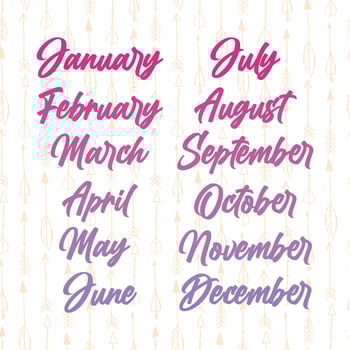 Names of months for calendar or notes book vector