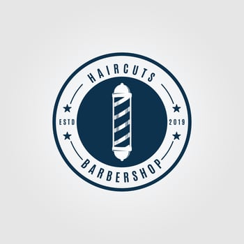 barbershop logo icon design, with emblem vector illustration design