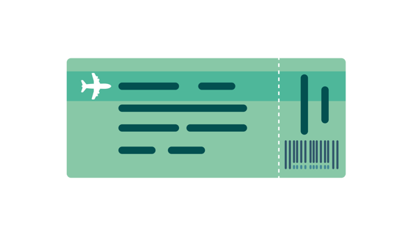 Airplane ticket isolated, travel and tourism concept png