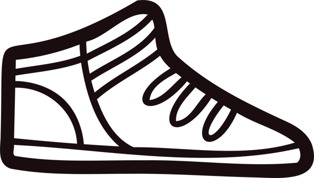 Hand Drawn cute sneakers in doodle style png