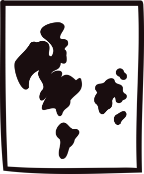 Hand Drawn world map in doodle style png