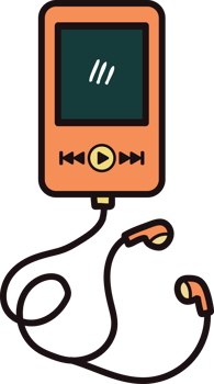 Hand Drawn earphones in doodle style png