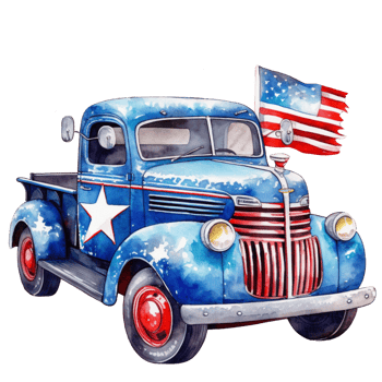 Vintage 4th of July Truck Sublimation Patriotic Clipart png