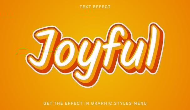 Joyful editable text effect in 3d style vector