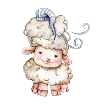 Watercolor cute white fluffy sheep and cute cloud on it's head. Illustration of farm baby animal. Perfect for wedding invitation,greetings card,poster, fabric patterns. png