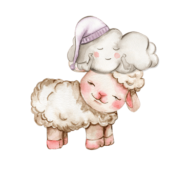 Watercolor cute white fluffy sheep and cute cloud on it's head. Illustration of farm baby animal. Perfect for wedding invitation,greetings card,poster, fabric patterns. png