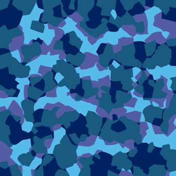 Camouflage pattern background seamless vector illustration. Classic clothing style masking camo repeat print. Blue colors marines texture