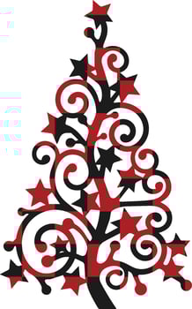 Christmas trees set with Buffalo plaid ornament in red Tartan plaid for festive background. Design for greeting card, pattern, banner. Vector flat illustration.