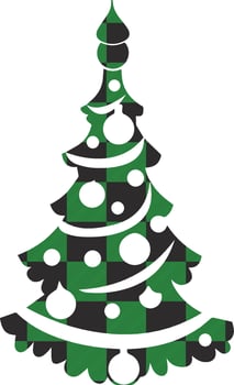 Buffalo Plaid Red christmas Tree Illustration vector
