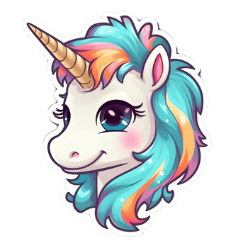 Cute cartoon unicorn sticker png