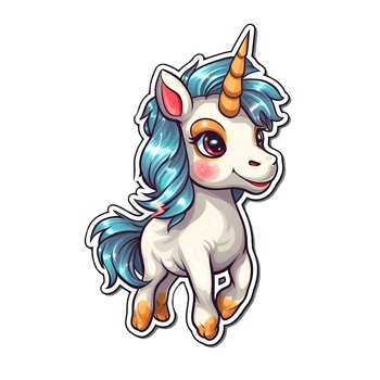 Cute cartoon unicorn sticker png