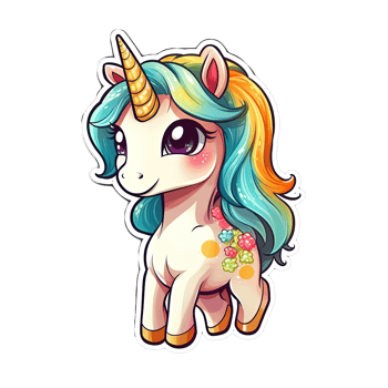 Cute cartoon unicorn sticker png