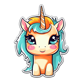 Cute cartoon unicorn sticker png