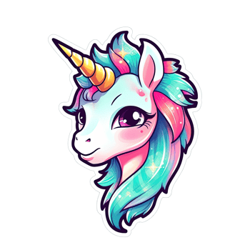 Cute cartoon unicorn sticker png