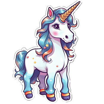 Cute cartoon unicorn sticker png