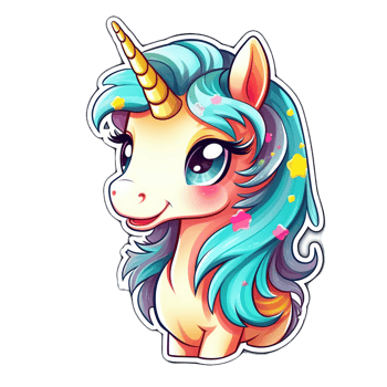 Cute cartoon unicorn sticker png
