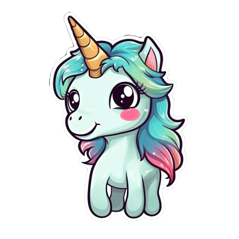 Cute cartoon unicorn sticker png