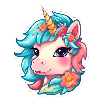 Cute cartoon unicorn sticker png