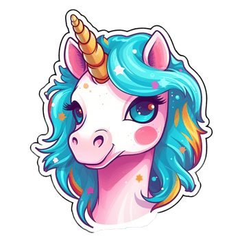 Cute cartoon unicorn sticker png