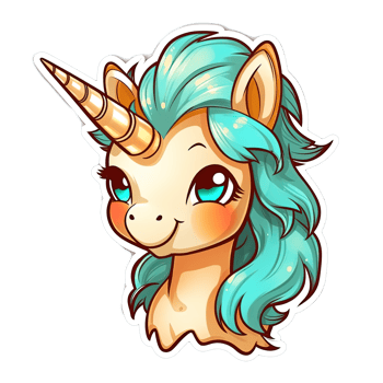 Cute cartoon unicorn sticker png