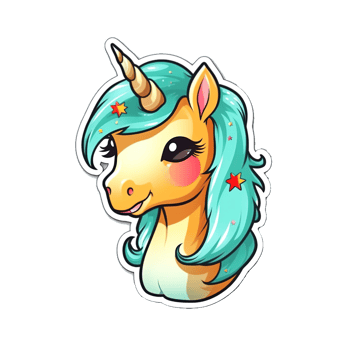 Cute cartoon unicorn sticker png