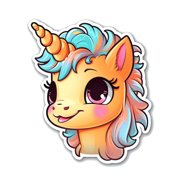 Cute cartoon unicorn sticker png