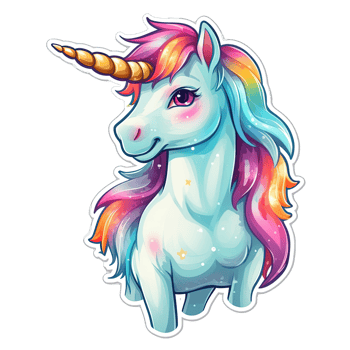 Cute cartoon unicorn sticker png