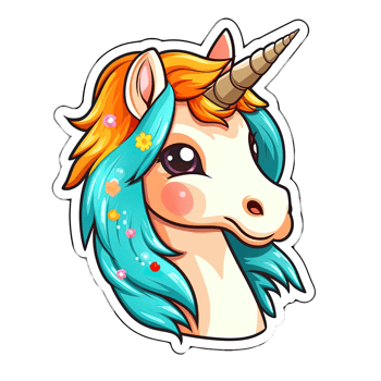 Cute cartoon unicorn sticker png