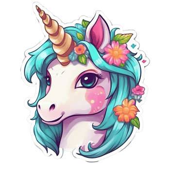 Cute cartoon unicorn sticker png