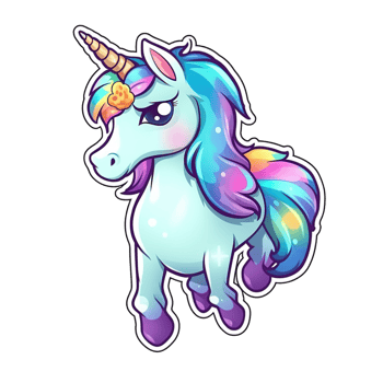 Cute cartoon unicorn sticker png