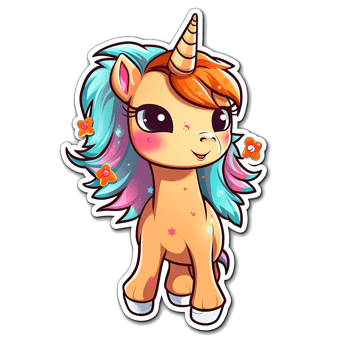 Cute cartoon unicorn sticker png