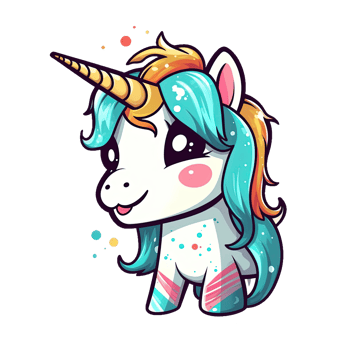 Cute cartoon unicorn sticker png