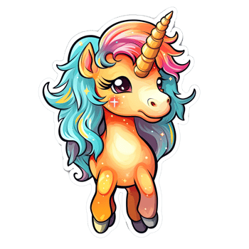 Cute cartoon unicorn sticker png