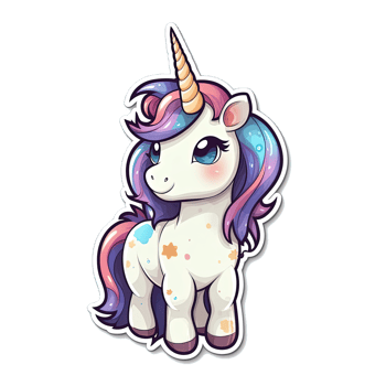Cute cartoon unicorn sticker png