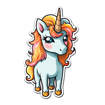 Cute cartoon unicorn sticker png