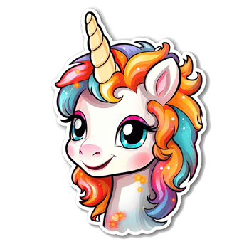 Cute cartoon unicorn sticker png