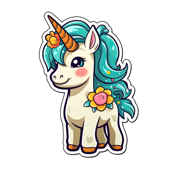 Cute cartoon unicorn sticker png