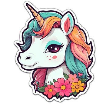 Cute cartoon unicorn sticker png