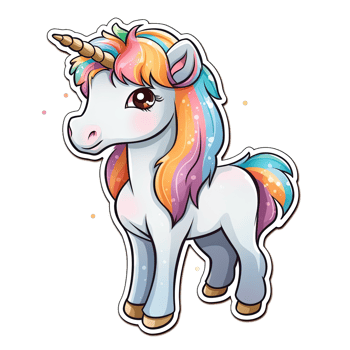 Cute cartoon unicorn sticker png