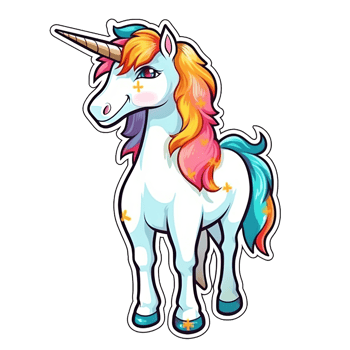 Cute cartoon unicorn sticker png