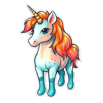 Cute cartoon unicorn sticker png
