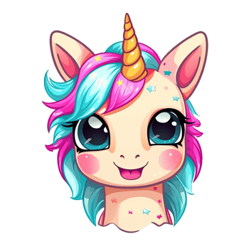 Cute cartoon unicorn sticker png