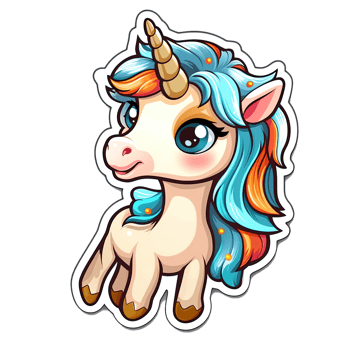Cute cartoon unicorn sticker png