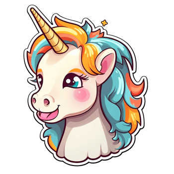 Cute cartoon unicorn sticker png