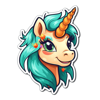 Cute cartoon unicorn sticker png