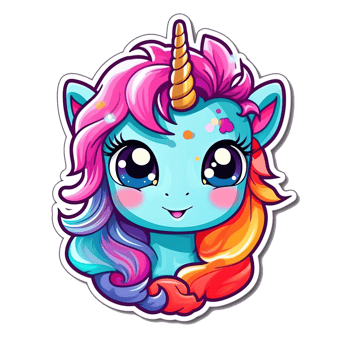 Cute cartoon unicorn sticker png