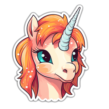 Cute cartoon unicorn sticker png