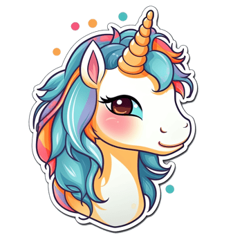 Cute cartoon unicorn sticker png