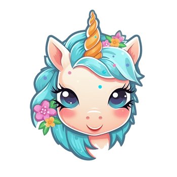 Cute cartoon unicorn sticker png